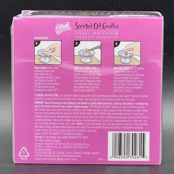 Glade Scented Oil Candles Angel Whispers Glass Holder Oil Candle 2 Refills - Picture 3 of 3